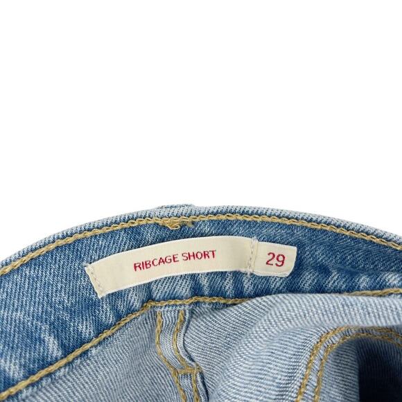 Levi’s Ribcage Shorts High Rise Distressed Raw Hem Size 29 - Picture 3 of 7